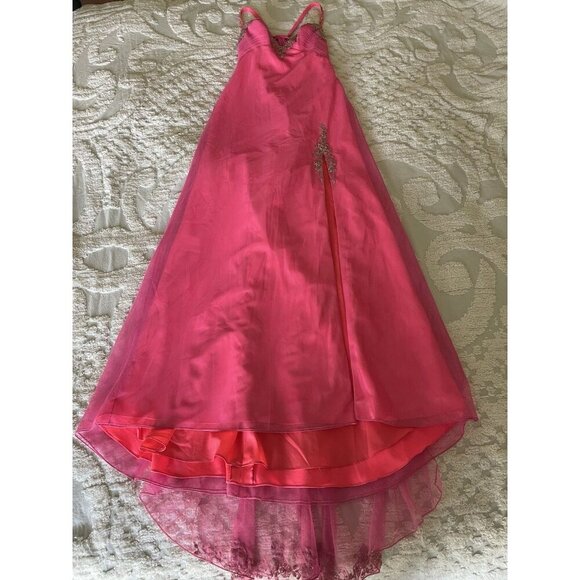 MORI LEE Vintage Y2K Pink Sequin Beaded Formal Maxi Dress Train Fairy Size 11/12 - Picture 10 of 16